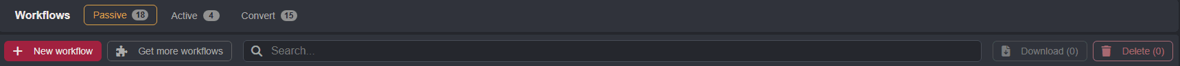 Creating a new passive workflow.